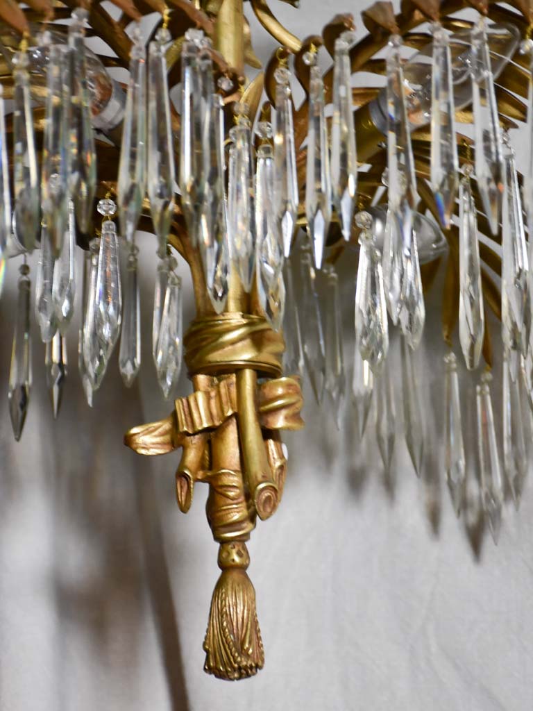 RESERVED S&G Antique palm frond chandelier - style of Joseph Hoffman 17"