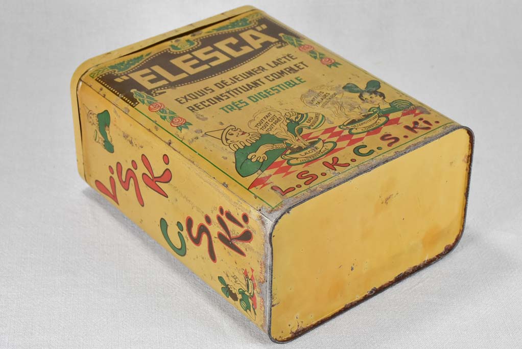 Vintage, French, Branded, Elesca Breakfast Tin