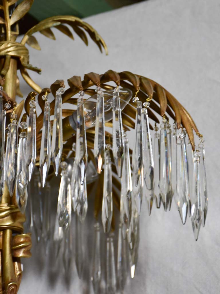 RESERVED S&G Antique palm frond chandelier - style of Joseph Hoffman 17"