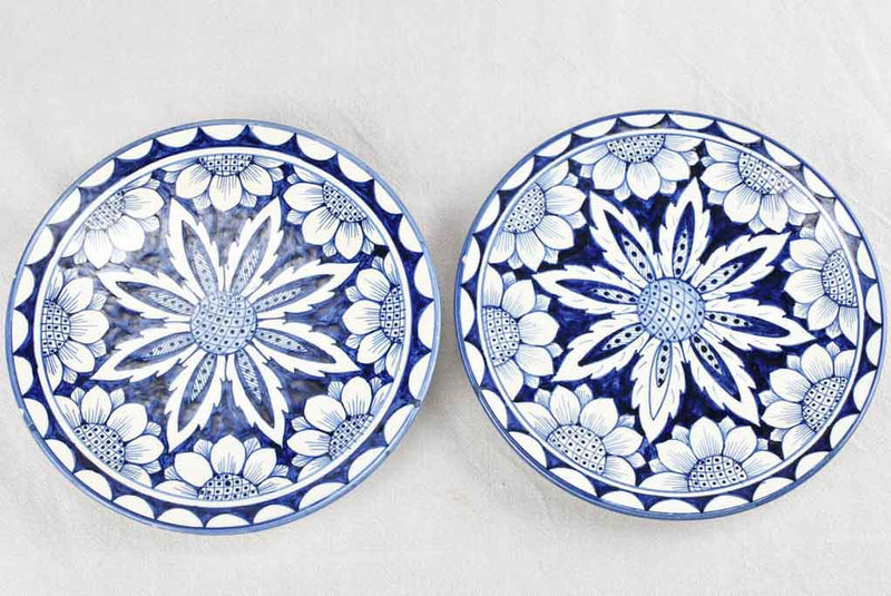 Pair of vintage blue and white round platters 12¼"