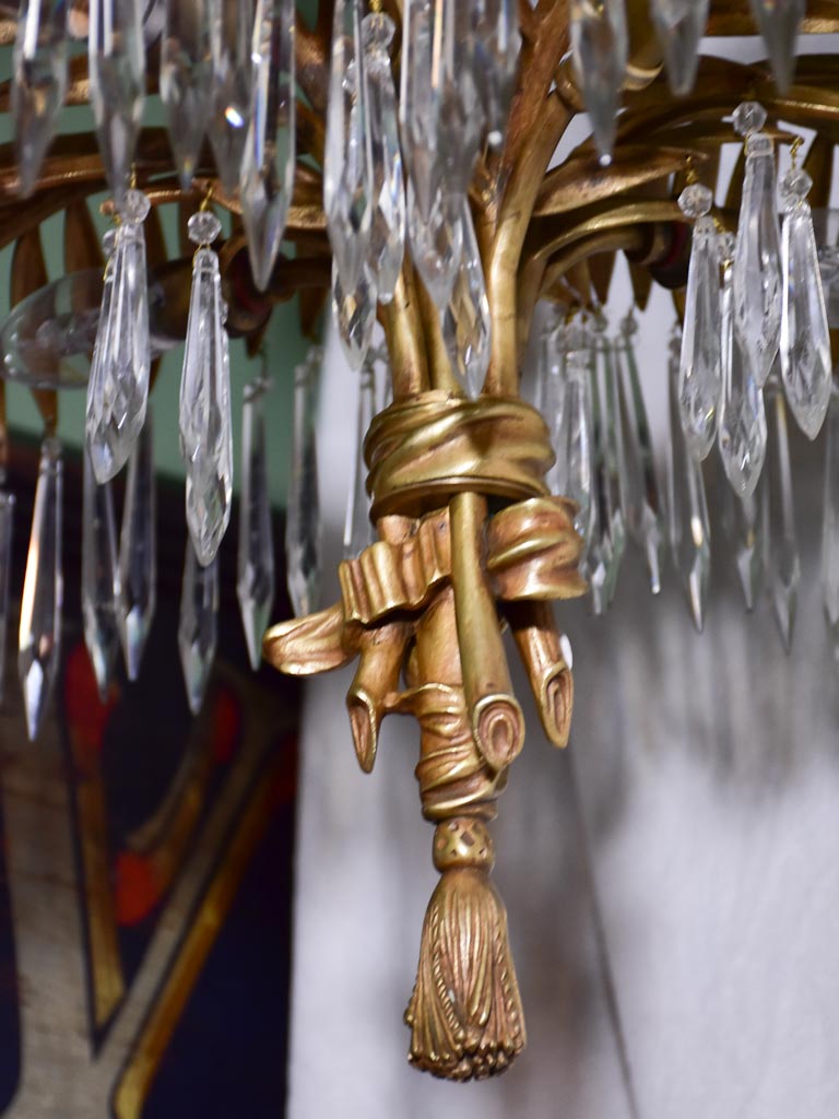 RESERVED S&G Antique palm frond chandelier - style of Joseph Hoffman 17"