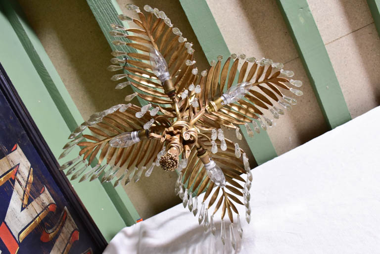 RESERVED S&G Antique palm frond chandelier - style of Joseph Hoffman 17"