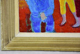 20th Century oil on canvas of clowns - Anna Costa 20¾" x 24½"
