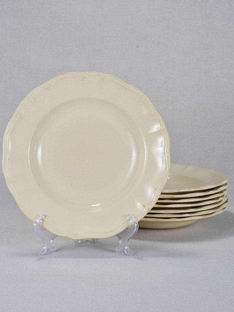 Set of 6 cream-ware plates Sarreguemines 9¾"