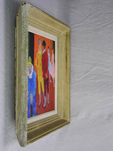 20th Century oil on canvas of clowns - Anna Costa 20¾" x 24½"
