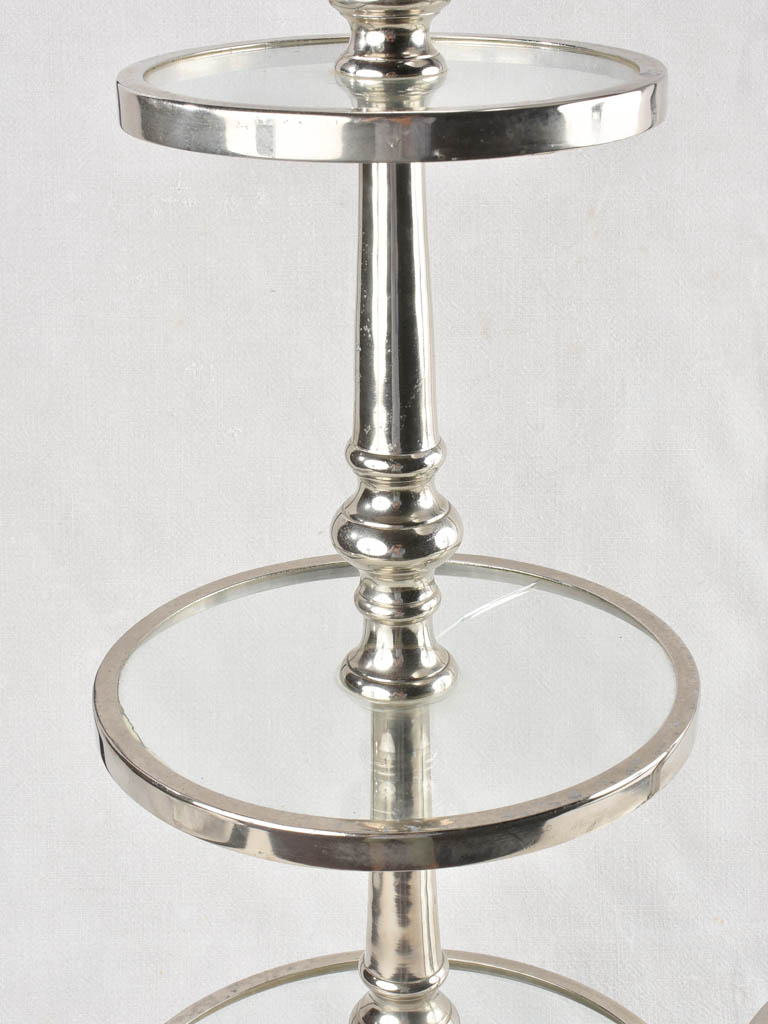 2 antique cake presentation stands from a patisserie - glass & chrome 31½"