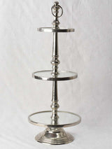 2 antique cake presentation stands from a patisserie - glass & chrome 31½"