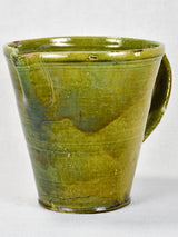 1930's ceramic pitcher with green glaze 8"