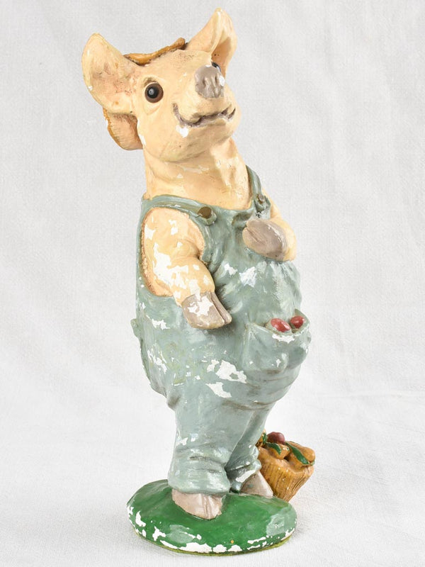 Vintage Comical Plaster Pig Sculpture