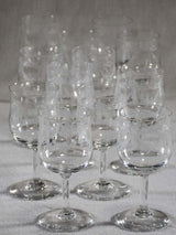 Set of ten antique Louis XVI style wineglasses with pretty garlands