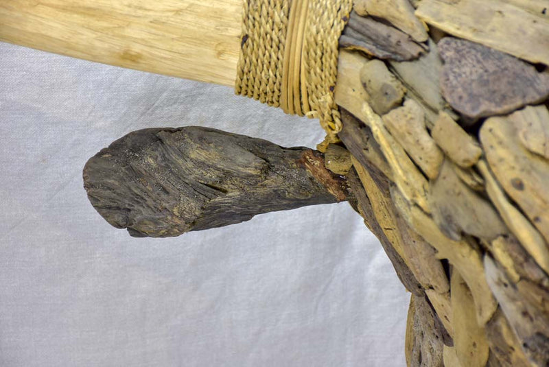 Life-size bull's head made from driftwood