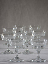 Set of ten acid etched champagne cups from the 1930's