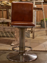 Vintage French leather barstool