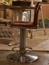 Vintage French leather barstool