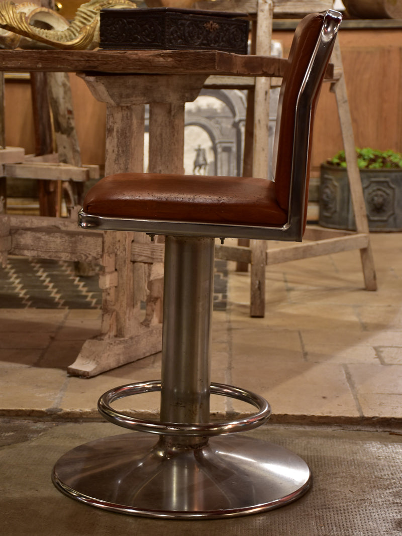 Vintage French leather barstool