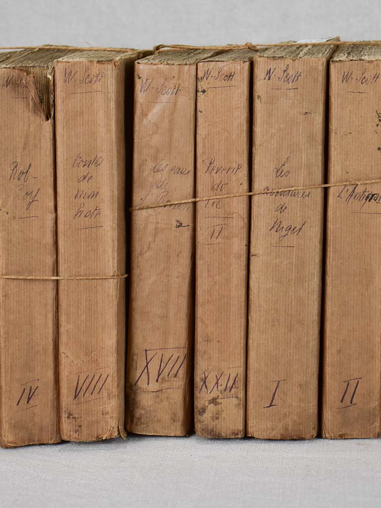 Collection of 21 antique books by Walter Scott - translated into French 8¾"