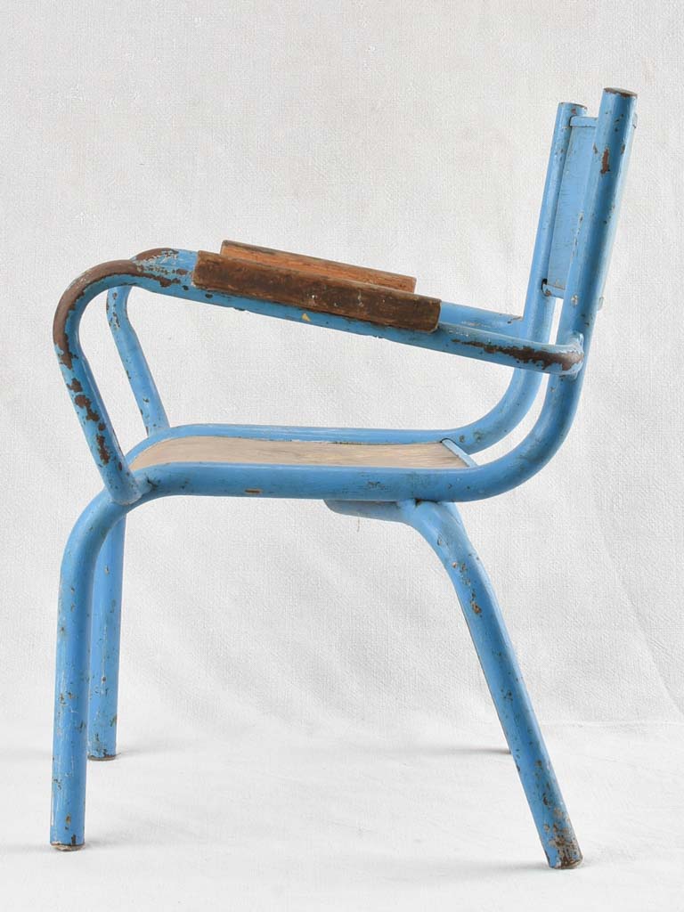 Vintage children's armchair with blue patina