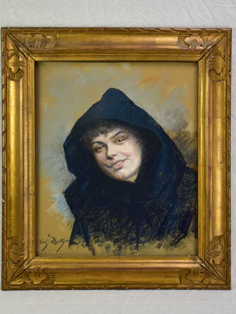 Antique French oil canvas portrait