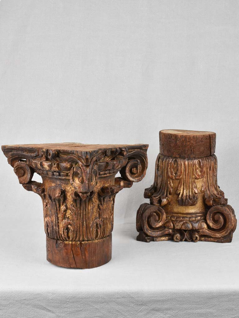 Pair of 18th century Corinthian column capitals 13¾"