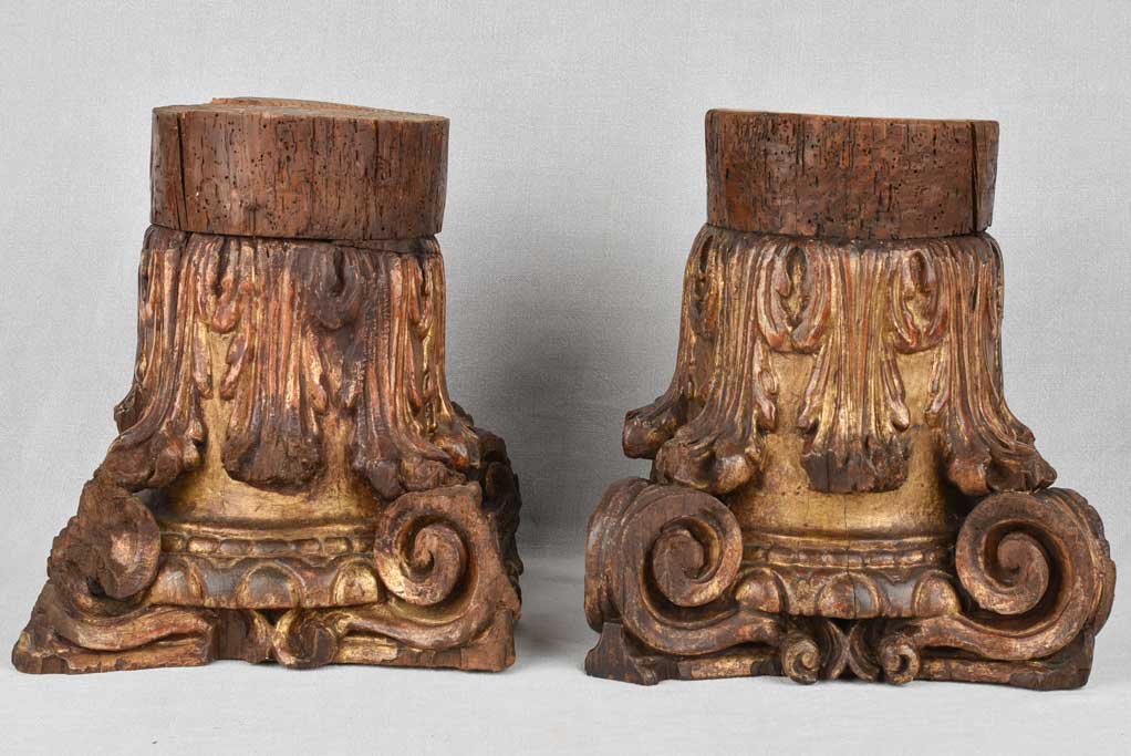 Pair of 18th century Corinthian column capitals 13¾"