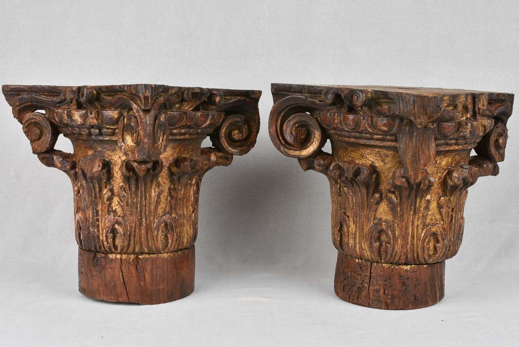 Pair of 18th century Corinthian column capitals 13¾"