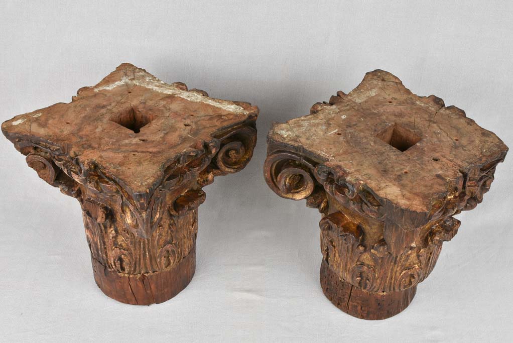 Pair of 18th century Corinthian column capitals 13¾"