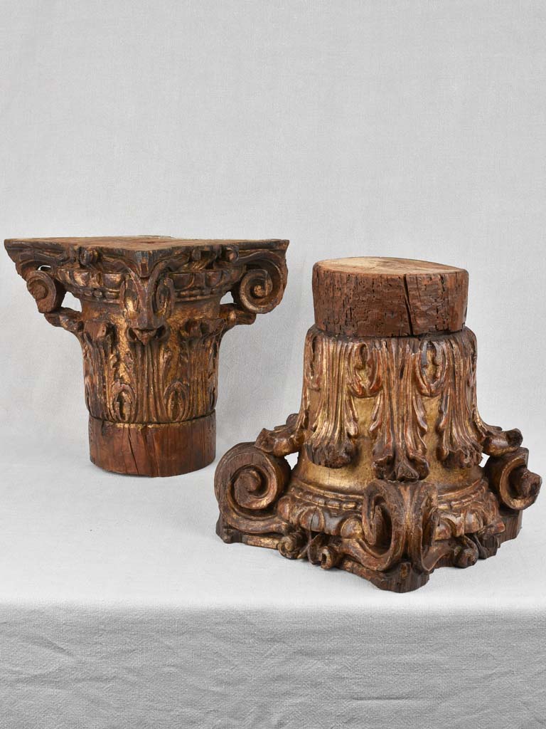 Pair of 18th century Corinthian column capitals 13¾"