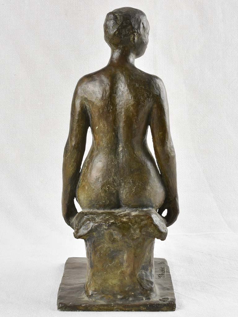 Bronze statue of a sitting lady Françoise Naudet 1/8 (1928-2008) 16½"
