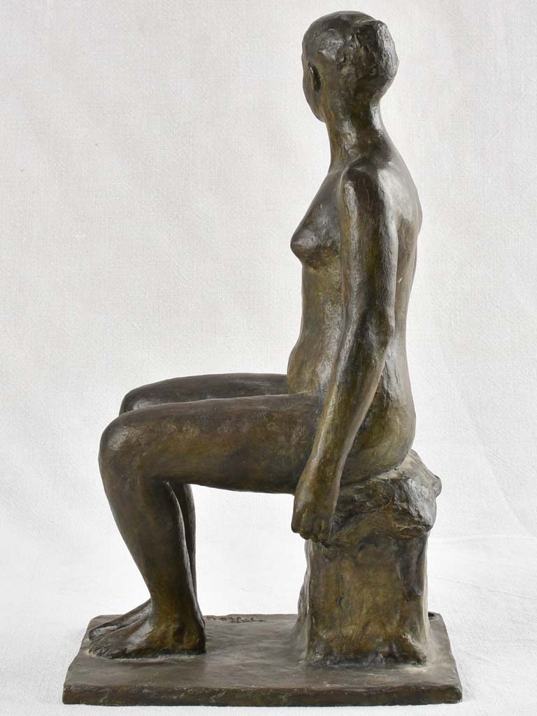 Bronze statue of a sitting lady Françoise Naudet 1/8 (1928-2008) 16½"