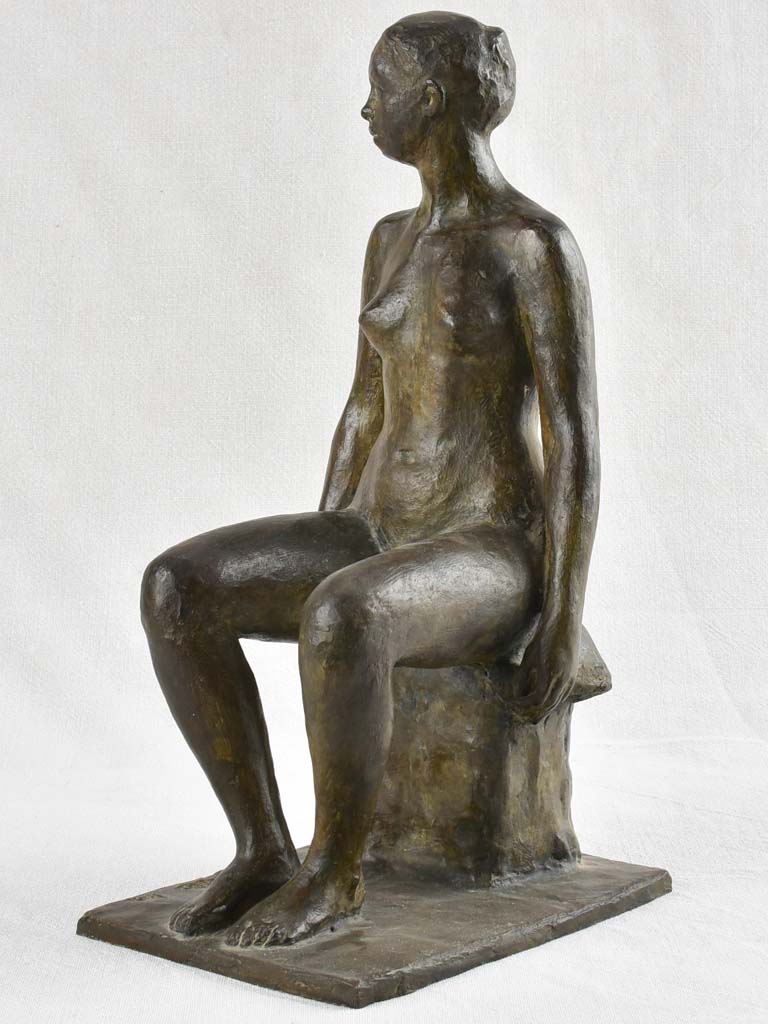Bronze statue of a sitting lady Françoise Naudet 1/8 (1928-2008) 16½"