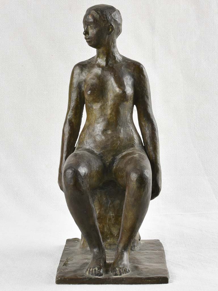 Bronze statue of a sitting lady Françoise Naudet 1/8 (1928-2008) 16½"