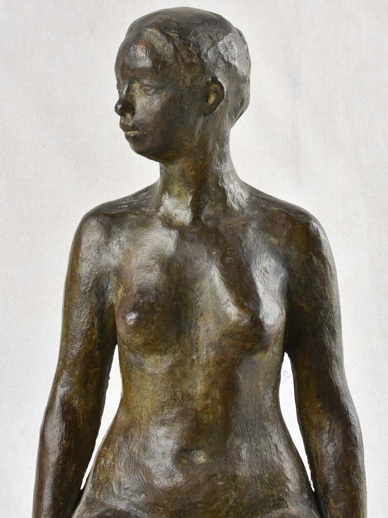 Bronze statue of a sitting lady Françoise Naudet 1/8 (1928-2008) 16½"