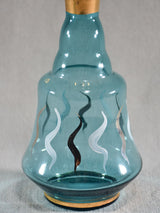 Set of six blue liqueur glasses with matching carafe