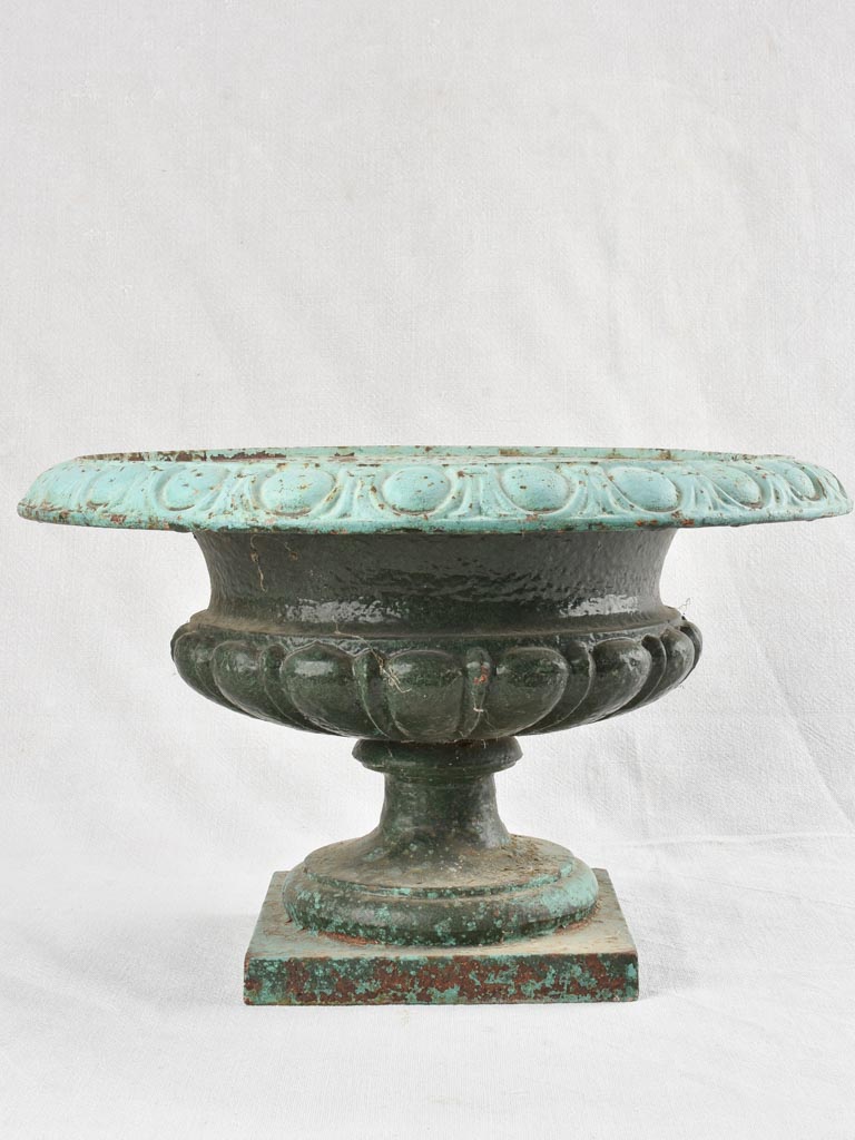 Antique Medici garden urn with green patina 16½"