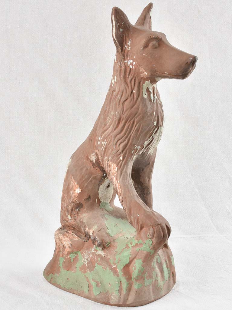 Vintage Rustic Cement Dog Sculpture