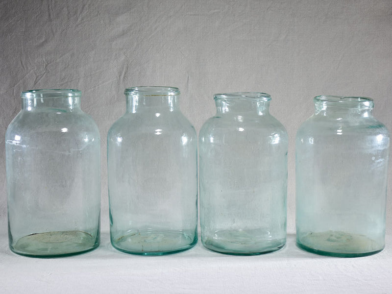 Collection of four large antique French preserving jars 13½"