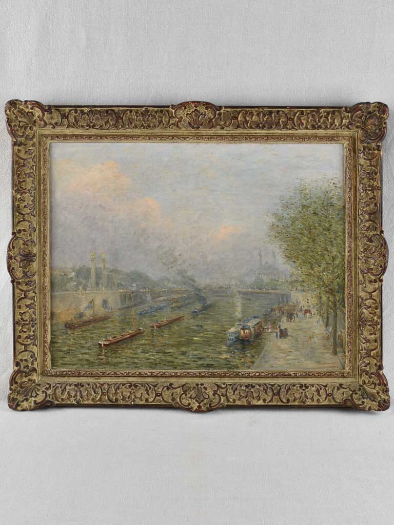 River Seine Paris Emile Lafont (1853-1916) - 25¼" x 32¼"