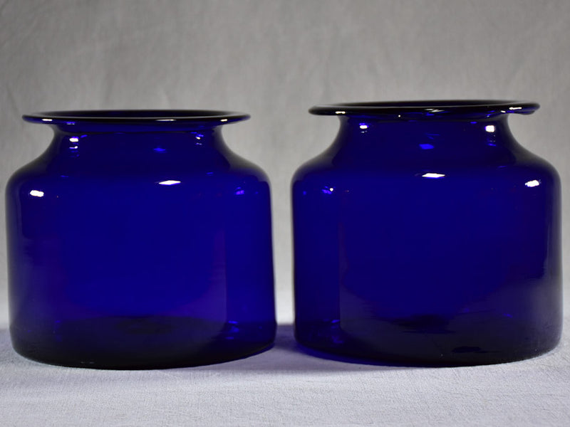 Pair of late 19th Century apothecary jars - cobalt blue 8"
