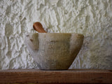 Marble mortar and olive wood pestle, 19th-century