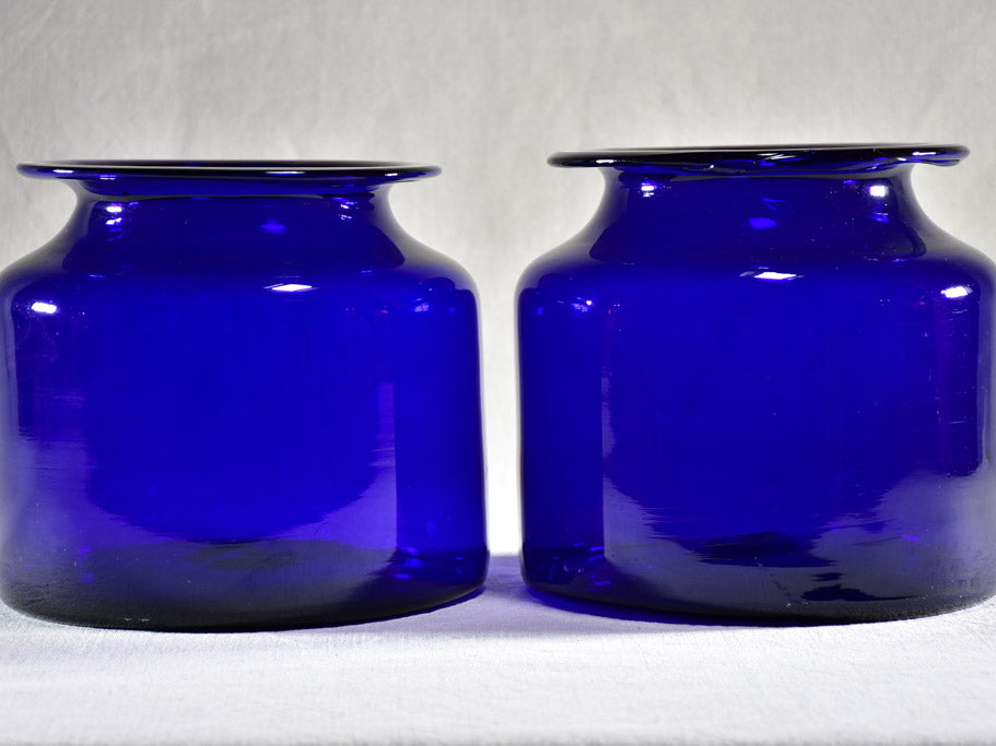 Pair of late 19th Century apothecary jars - cobalt blue 8"