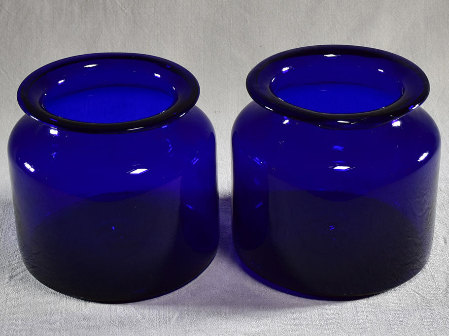 Pair of late 19th Century apothecary jars - cobalt blue 8"