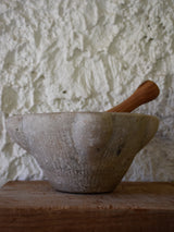 Marble mortar and olive wood pestle, 19th-century