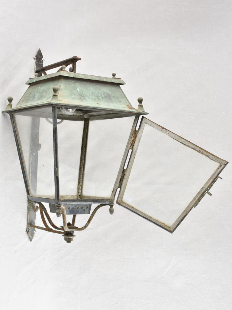 Large antique wall lantern with bracket 27¼"