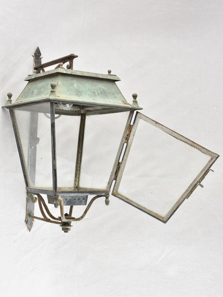 Large antique wall lantern with bracket 27¼"