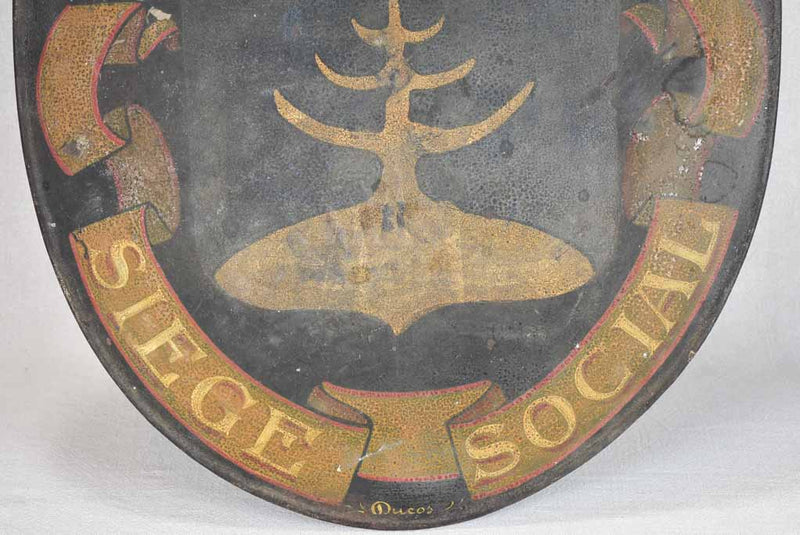 Large 19th century oval French sign 'Societe des enfants' 20¾" x  26½"