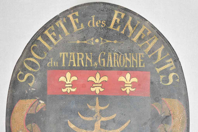 Large 19th century oval French sign 'Societe des enfants' 20¾" x  26½"