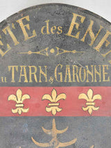 Large 19th century oval French sign 'Societe des enfants' 20¾" x  26½"