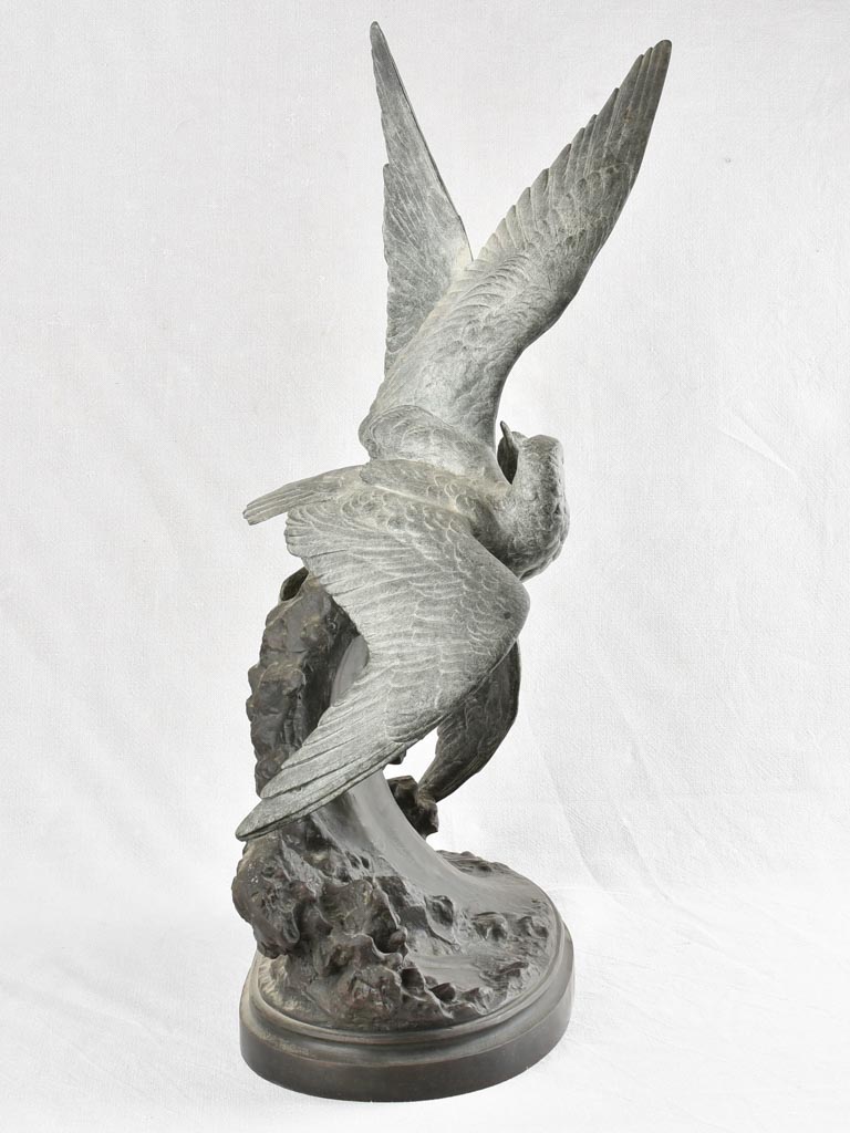 Large Art Deco sculpture of 2 seagulls signed H. Lechesne 30¼"