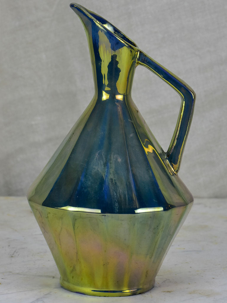 Mid century metallic glazed ceramic pitcher