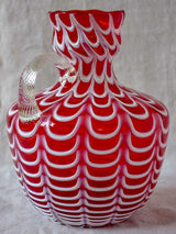 Vintage red and white Bohemian glass vase